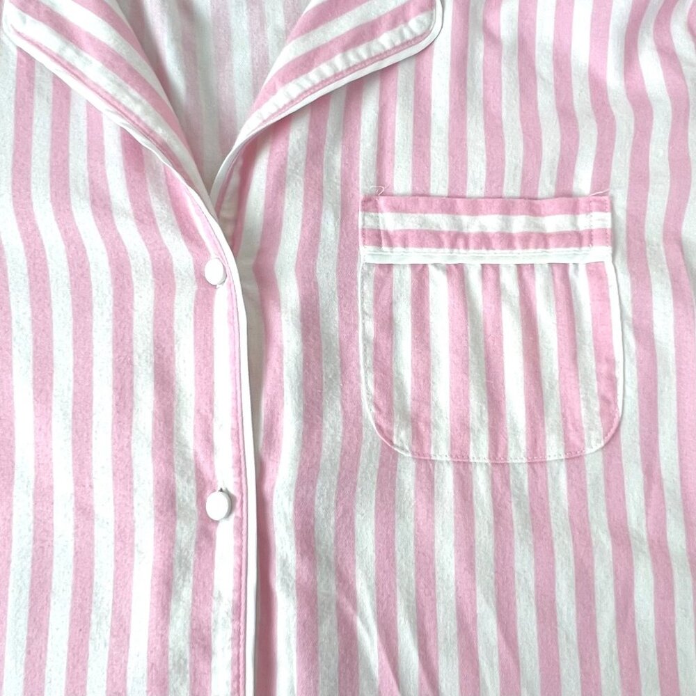 Victorias Secret Pink & White Striped Button-Up Long Sleeve Nightshirt Size S - Picture 7 of 13